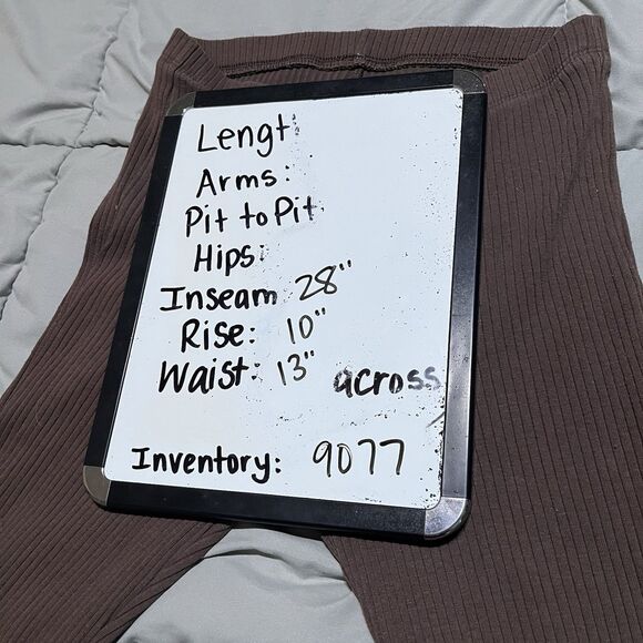 Aerie Kick-It Ribbed Mid Rise Super Flared Pants Brown Womens Size S Pull On - Picture 11 of 11